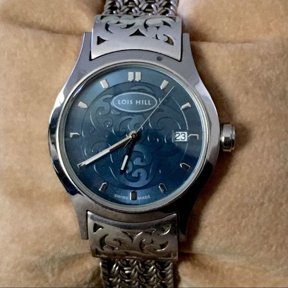 LOIS HILL Watch Blue Face Sterling Silver Band HTF - Picture 6 of 11